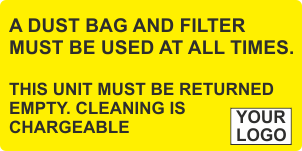 Dust bag and filter must be used